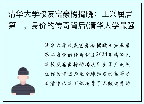 清华大学校友富豪榜揭晓：王兴屈居第二，身价的传奇背后(清华大学最强校友)